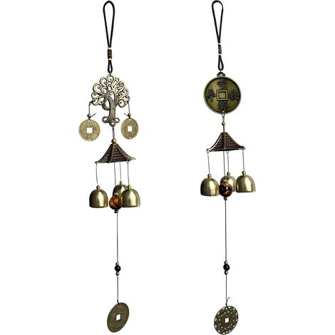 2 Pièces Carillons Éoliens Fengshui, Carillons Éoliens Chinois, Éolien Cloches Bronze, pour Fenêtres Intérieures, Jardins, Balcons (Style Arbre Fortune Aléatoire) (1/5)