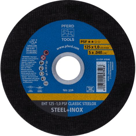 PFERD TOOLS Trennscheibe EHT 125x1,0x22,23 mm gerade Universallinie PSF CLASSIC STEELOX für Stahl/VA 25 Stk (1/4)