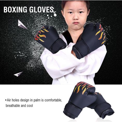 Gants de boxe enfant pour entraînement Muay Thai et kickboxing - Noir (1/5)