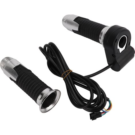 paire de poignées d'accélérateur à poignée tournante pour guidon de véhicule électrique 12 V-99 V (sans affichage de la vitesse) argent (1/5)