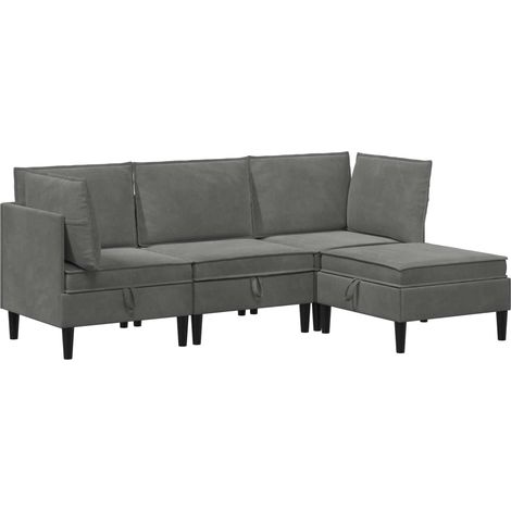 Set di mobili per il soggiorno 4 pcs Grigio Scuro Velluto vidaXL (1/5)