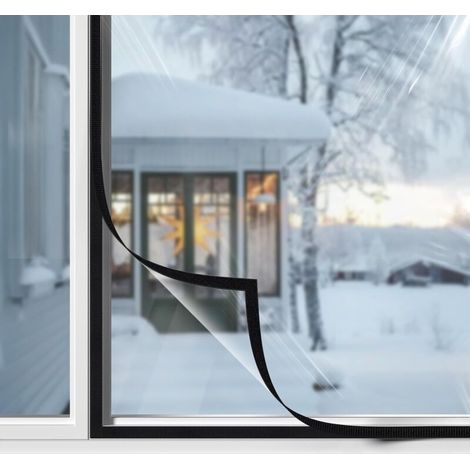 Film Isolant Fenêtre Anti Froid Hiver Transparent Film Isolant pour Fenêtre en Matériau EVA Épais Kit d'Isolation de Fenêtre avec Bande Adhésif pour Installation Facile - 150x180cm (1/4)