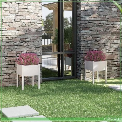 Jardinière - FAFEICY - Surélevée - Pin massif - Blanc - 50 x 50 x 70 cm (1/5)