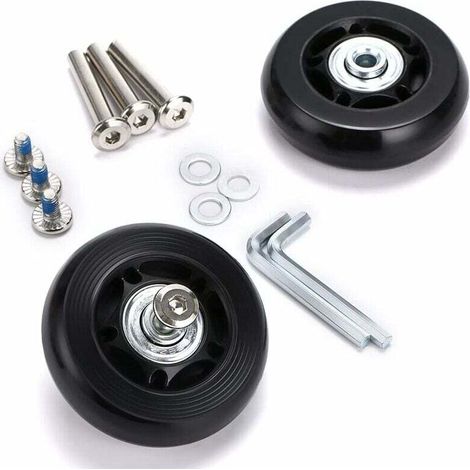 2 Stück Kofferrollen Ersatzräder Lagerreparatur für Gepäckkoffer 6018 mm, Schwarz FLITI