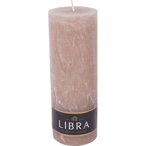 Rustica Pillar Candle - Paraffin Wax - L7 x W7 x H19 cm - Taupe