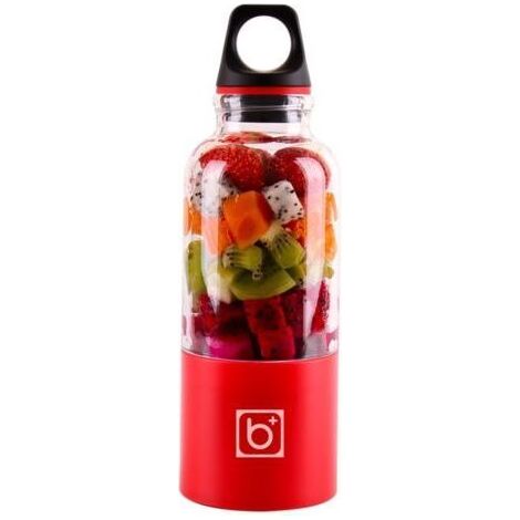 NALOOKAMIC Mélangeur de fruits, 500Ml usb Rechargeable Juicer Cup Personal Portable Mini Mixer Blender Portable Légumes Fruit Juice Maker Outil automatique（rouge）