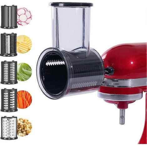 Accessoire trancheuse-râpe compatible avec les robots KitchenAid : 5 lameshachoir à légumesrâpe à fromagecoupe-fruits et accessoires pour salade. (1/5)