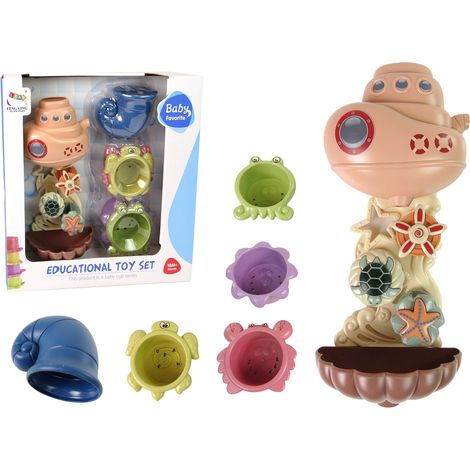 Set di giocattoli da bagno: nave, animali marini, cascata, ventose (1/5)