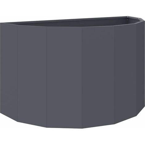 Jardinière demi-ronde moderne jardin 90 x 45 x 50 cm facile à assembler en acier anthracite (1/5)