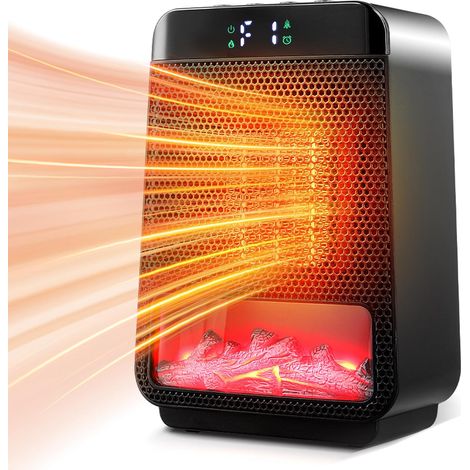 Chauffage d'Appoint, Chauffage Electrique Soufflant Radiateur Soufflant Salle de Bain, d'une Vraie Cheminée Minuterie 1-8H, Mode éco, Chauffage Céramique PTC Rapide de 1500 W en Toute Sécurité