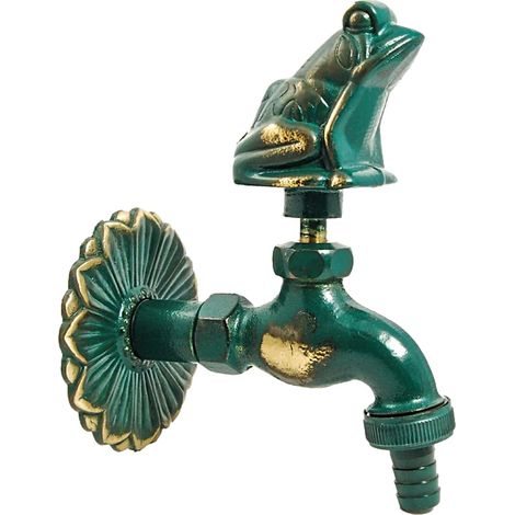 tecuro Nostalgie-Auslaufventil FROSCH mit Ø 80 mm Wandrosette, Messing patiniert (1/3)