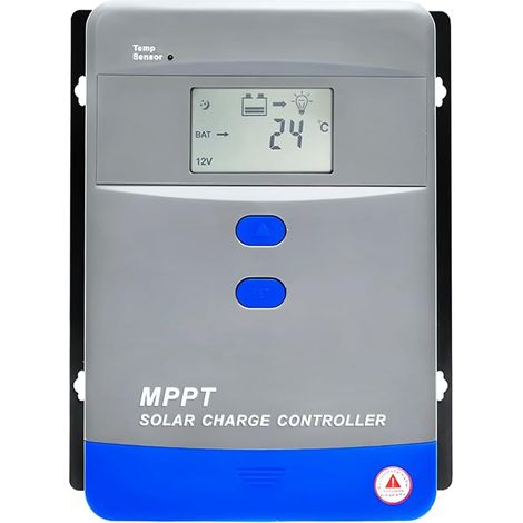 Contrôleur de charge solaire MPPT Régulateur de batterie automatique Affichage LCD, Entrée de panneau PV MAX 1040W-5200W pour AGM, Gel, charge de batterie inondée et au lithium, 60A-12V/48V