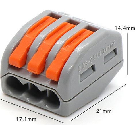 Connecteur Rapide 20 Pièces PCT-213, Bonne Conductivité Électrique, Borne Fil Rigide Fendue Flexible, Raccord Électrique Pratique (1/4)