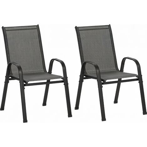 Chaise de balcon, chaise de jardin à dossier haut, chaise d'extérieur empilable (2 chaises uniquement) (1/5)