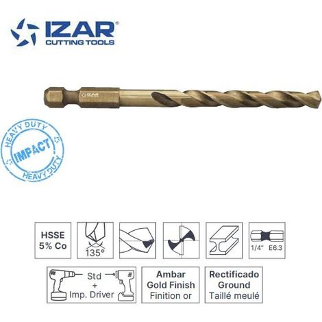 foret HSSE 5%cobalt Izar queue hexagonale E6.3 de 2 à 10 mm 4.00 mm (1/2)