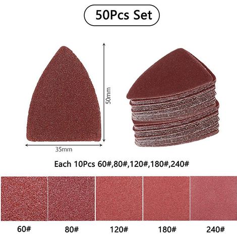 51pcs Patins De Ponage Triangulaires Universels - Bande Velcro, Pour Outil Multifonction Oscillant Pour Ponage Du Bois, Utilis Avec Du Papier De V (1/5)