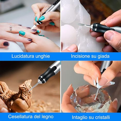 Incisore elettrico portatile, massima precisione per metallo, legno, vetro, plastica, ricaricabile tramite USB, ideale per lavori fai da te, colore oro rosa - ALTRO (1/3)