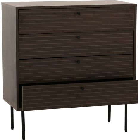 Commode HWC-N78, Sideboard armoire, 4 tiroirs, style scandinave métal bois mélamine MVG 85 (1/5)