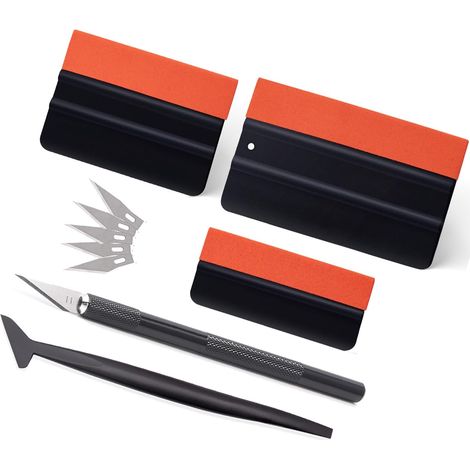 3 PCS Raclette Film de Fenêtre avec Bord Fibre, Kit Covering Outils de Film de fenêtre de Voiture Vinyle avec Couteau de précision pour voiture Raclette Films Kit (1/5)