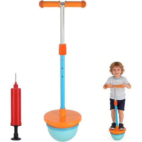 Height Adjustable Bouncy Ball for Children from 4 Years, Jumping Ball with Non-Slip Handles and Footrests, Pogo Ball for Balance and Coordination, Indoor and Outdoor, Maximum Load 100 kg, Orange (1/5)