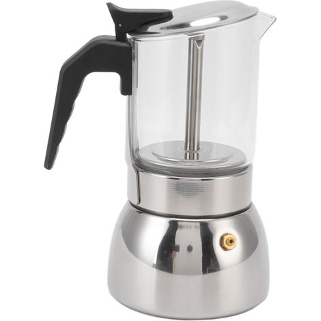 Cafetière italienne classique portative résistante à la chaleur de Pot de Moka en verre d'acier inoxydable pour la maison et le café 300ML