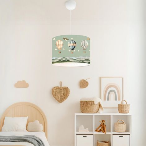 Lampada a Sospensione Rugby per Cameretta Paralume Verde Design Mongolfiere lux.pro