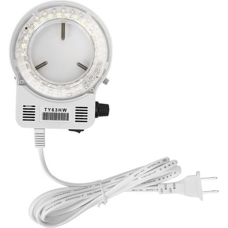 Lampe à anneau LED réglable pour microscope stéréo, source lumineuse avec variateur d'intensité et prise US (100-240V) (1/5)