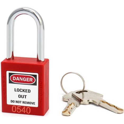 Sicherheitsvorhängeschloss rot 38mm mit 2 Schlüsseln für Lockout-Tagout
