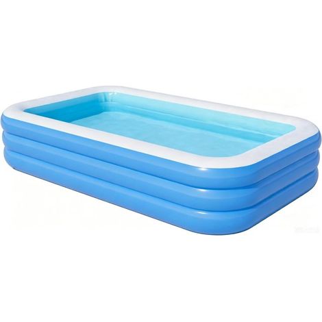Piscine gonflable à 3 niveaux pour adultes, rectangulaire, 180 x 130 x 30 cm, idéale pour les fêtes aquatiques en plein air dans le jardin ou la cour. (1/5)