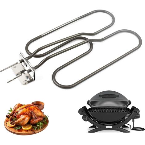 Élément Chauffant 66631 pour Barbecue électrique Weber Q140, Q1400, Inoxydable Éléments Chauffants de Rechange pour électrique Weber, 2200 W 230V (1/4)