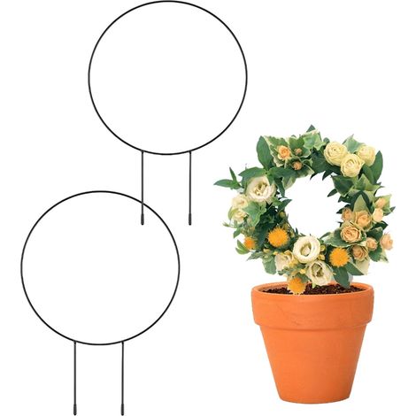 Noir - Lot de 2 supports pour plantes d'intérieur - Supports pour plantes d'intérieur - Supports de jardin - Treillis métallique - Petites plantes en pot (1/5)