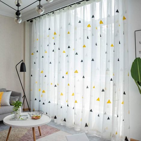 150x270cm Rideaux Semi-Transparents Panneau de Chambre à Coucher Blanc Broderie Rideau Transparent, Rideau en Voile Transparent pour fenêtre, Éboulis de fenêtre Doux/Respirant, Rideau en tul
