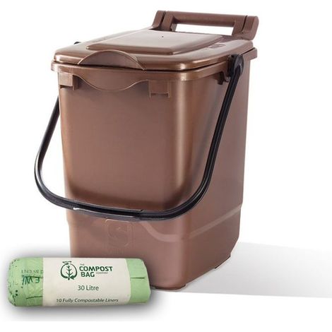 23ltr kitchen caddy brown with 25 Pack of Liners