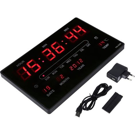 Calendrier électronique numérique LED, horloge, affichage de la température et de l'heure
