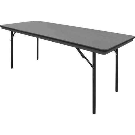 Table pliante rectangulaire, Gris 1,8 m – Pieds verrouillables à charnière, cadre en acier, montage facile (1/5)
