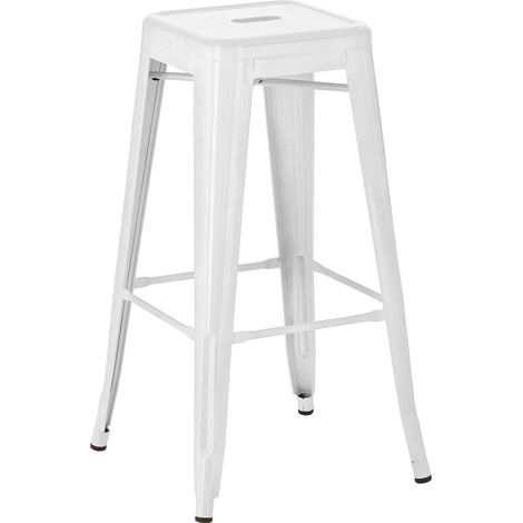 Sgabello da bar x1 altezza 76 cm design industriale robusto telaio in metallo a quattro gambe bianco 100005843