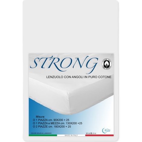 LENZUOLO con ANGOLI STRONG tinta unita BIANCO made in Italy Una Piazza