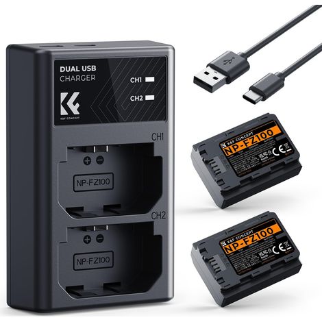 Batterie et Chargeur Double Fente Compatible avec A7iii A7iv A7C A6700 A6600 ZV-E1 ZV-E10ii FX3 FX30 A9 Alpha 9 A9S A7R3 A7R4 (1/5)