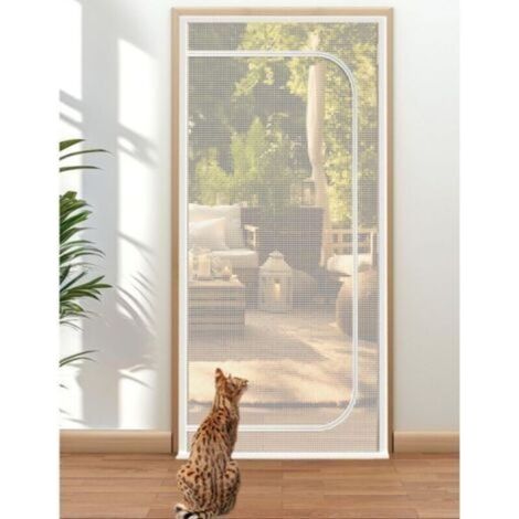 Moustiquaire pour chats, résistante aux rayures, avec fermeture éclair, 80 × 200 cm, blanche, protection contre les moustiques et les chats (1/5)