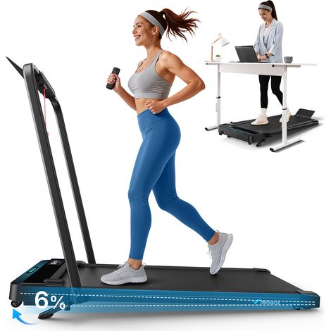 Tapis de marche 3 en 1, inclinable 0 % - 6 %, vitesse 0 - 12 km/h, télécommande, ultra-silencieux (45 dB), écran LED (1/5)
