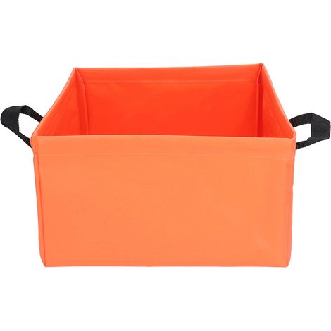 Seau pliable multifonctionnel, portable, léger et de grande capacité (13 L), orange, idéal pour le camping, la randonnée et la pêche.-AquaForge (1/5)