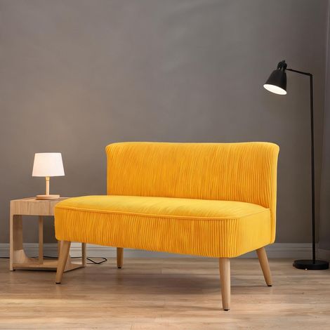Canapé coloris jaune en bois tissu mousse 117 x 56,5 x 77 cm (1/5)