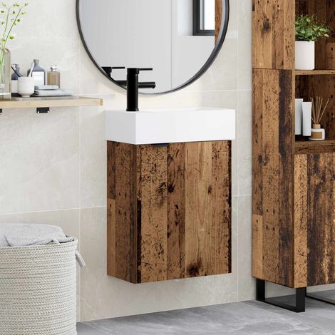 Módulo de baño con grifería Madera envejecida