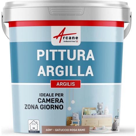 Pittura naturale all'argilla per decorare la camera dei bambini - ARGILIS - 60 m² (2x5 kg in uno strato) Rossetto Rosa Rame - ARCANE INDUSTRIES