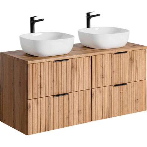 Doppelwaschtisch 120.8cm Adriel mit 4 Schubladen, Eichenoptik (1/5)