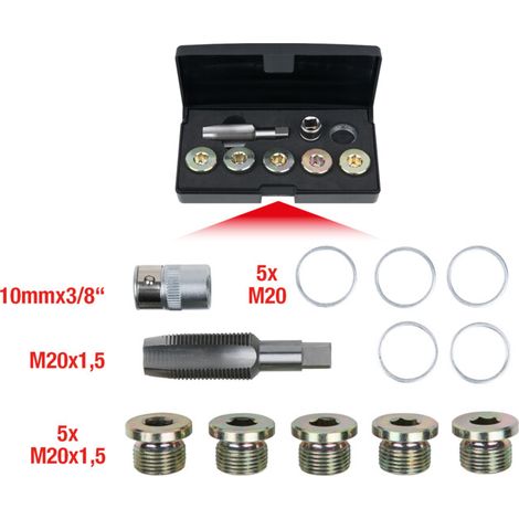 KS Tools Kit de réparation pour bouchons de vidange, 12 pcs. M20x1,5 (1/5)