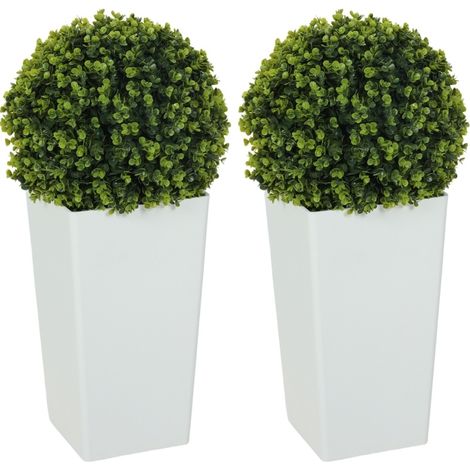 Lot de 2 plantes artificielles boule d’eucalyptus UV, 65 cm, 330 feuilles, pot trapèze stable, sans entretien pour intérieur et balcon – CHICFURN (1/5)
