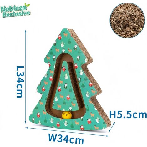 Griffoir pour chat en forme de sapin de Noël, série exclusive Nobleza, 2 en 1 avec balle de jeu (1/4)