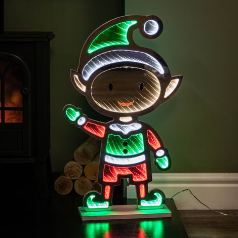 60cm Light up Standing Elf Infinity Christmas Decoration with Multi-Coloured LEDs (1/5)