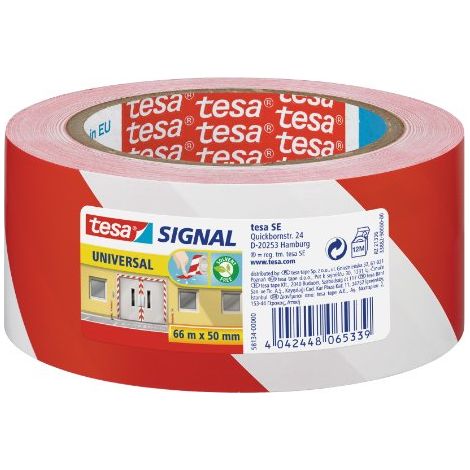 Tesa TE58134-00000-00 Nastro Adesivo da Segnalazione, Bianco/Rosso (1/4)